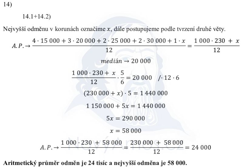 Didaktický test z matematiky - podzim 2020 - řešení úlohy 14