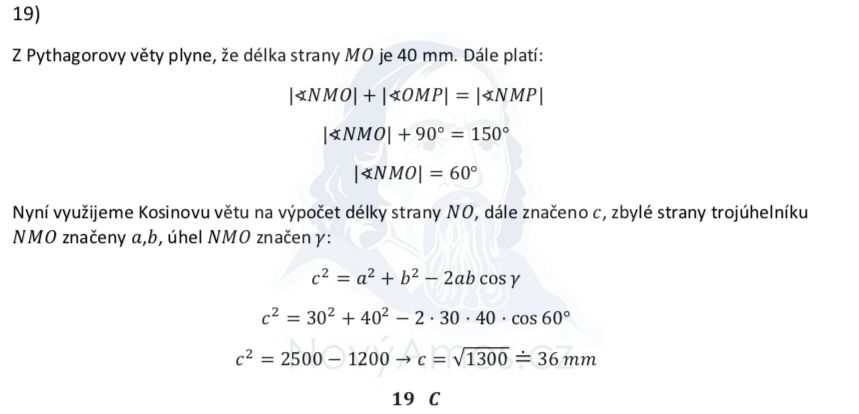 Didaktický test z matematiky - podzim 2020 - řešení úlohy 19