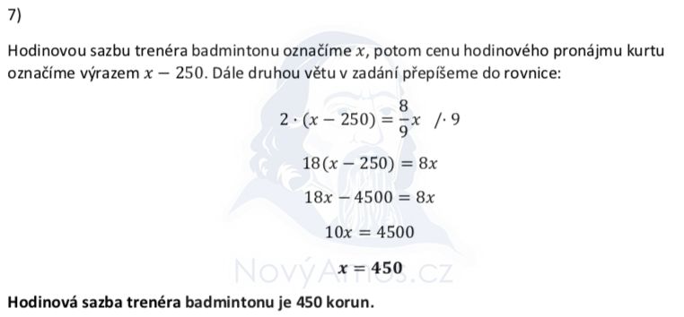 Didaktický test z matematiky - podzim 2020 - řešení úlohy 7