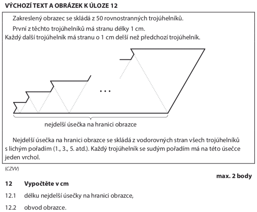 Didaktický test z matematiky - podzim 2020 - zadání úlohy 12