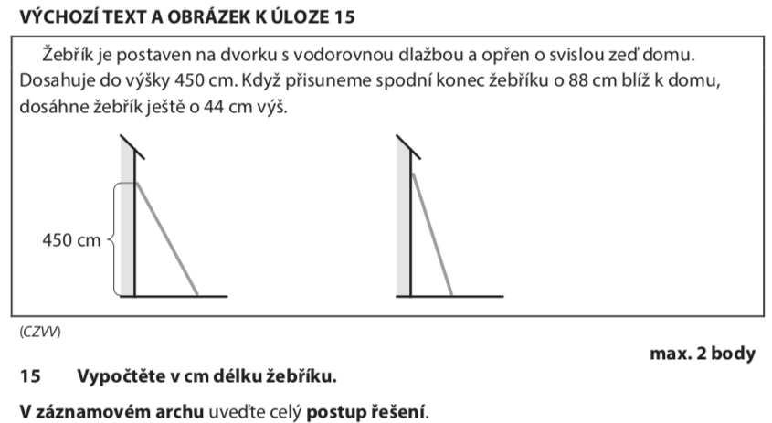 Didaktický test z matematiky - podzim 2020 - zadání úlohy 15