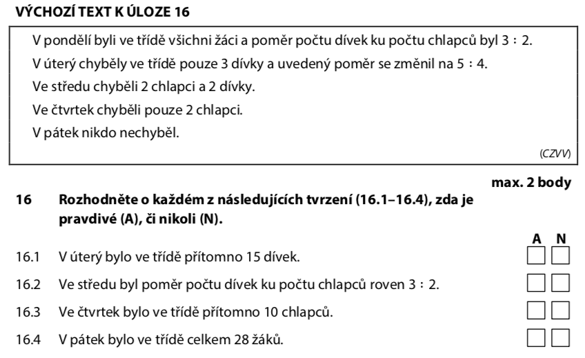 Didaktický test z matematiky - podzim 2020 - zadání úlohy 16