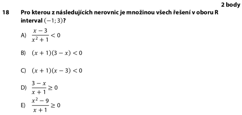 Didaktický test z matematiky - podzim 2020 - zadání úlohy 18