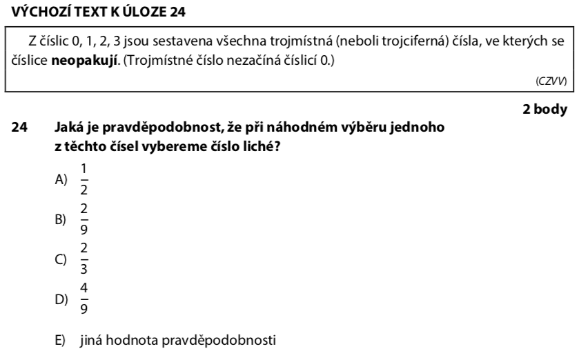 Didaktický test z matematiky - podzim 2020 - zadání úlohy 24