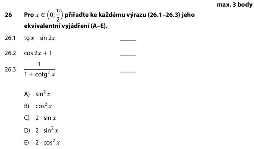 Didaktický test z matematiky - podzim 2020 - zadání úlohy 26