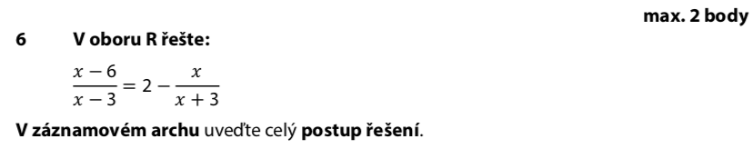 Didaktický test z matematiky - podzim 2020 - zadání úlohy 6