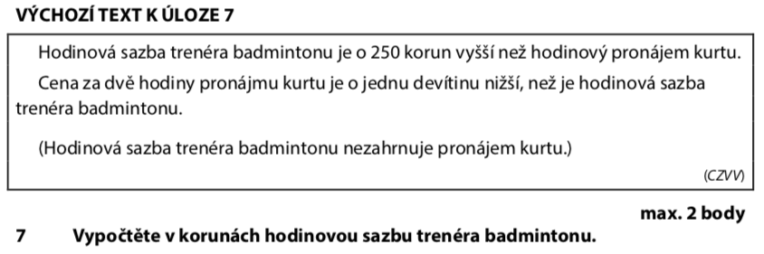 Didaktický test z matematiky - podzim 2020 - zadání úlohy 7