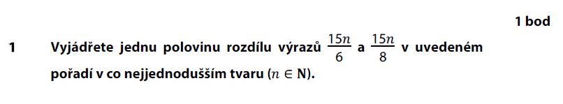 Didaktický test z matematiky - podzim 2017 - zadání úlohy 1
