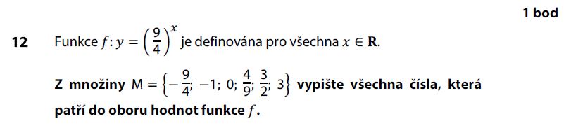 Didaktický test z matematiky - podzim 2017 - zadání úlohy 12