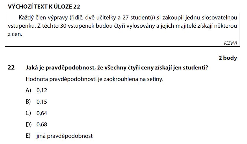 Didaktický test z matematiky - podzim 2017 - zadání úlohy 22