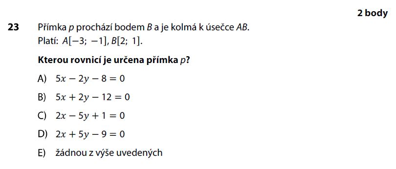 Didaktický test z matematiky - podzim 2017 - zadání úlohy 23